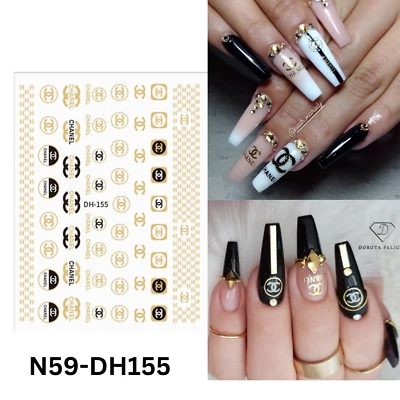 Diseño de pegatinas para uñas negras y doradas, pegatinas 3D para uñas, pegatinas para arte en uñas acrílicas, D Foto 1 de 4