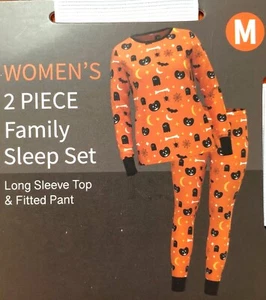 Halloween Pajamas Set Top Pants Women’s M 8-10 Sleepwear Bats Ghosts Pumpkins - Picture 1 of 3