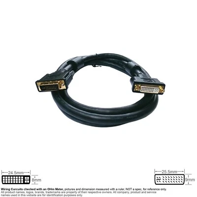 Cable Digital Video DVI-I 29 Pin Integrated Female Male 6FT Extension - Image 1 of 2