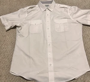 Camisa Uniforme Piloto Corte Sobre Un Para Hombres 17.5 Cónico Altus Blanco Manga Corta Trabajo - Imagen 1 de 4