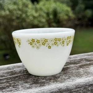 Vintage Pyrex Corning Crazy Daisy Spring Blossom Sugar Bowl Green Flowers White - Picture 1 of 12