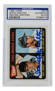 Steve Carlton Signed 1965 Topps Rookie Stars Cardinals Baseball Card #477 - Picture 1 of 4
