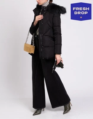 RRP€280 BOMBOOGIE Down Quilted Jacket US-L 4 XL Raccoon Fur Trim Belted Hooded - Image 1 of 4