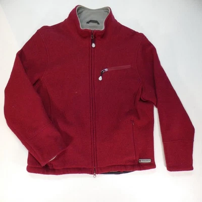 Chaqueta Woolrich 100 % LANA para mujer grande roja rubí cremallera completa malla forrada bolsillos simulados Foto 1 de 4
