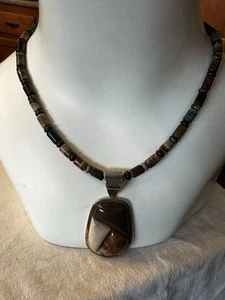 Jay King DTR Sterling 925 Earthtone Gems Statement Necklace Pendant Mine Finds - Picture 1 of 14