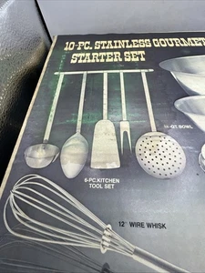 Juego de herramientas de cocina vintage de 10 piezas de acero inoxidable caja sin abrir plata nacional - Imagen 1 de 6