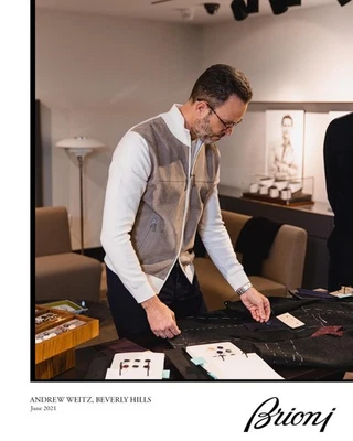 Chaqueta tejida de gamuza marrón/cachemira blanca Best Dressed rara $6K con impuestos BRIONI Foto 1 de 4