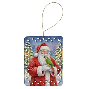 Caroline's Treasures Senegal Parrot Santa Claus Porcelain Ornament FNT1218CO2 - Picture 1 of 3