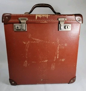 Luggage Case Vintage Upright Faux Leather Handle Corner Supports Hinged Lid Prop - Picture 1 of 17