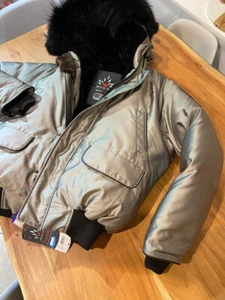 Goose Arctic Bay Inuvik bomber coyote beaver fur made Canada XS S M LXL MSRP1295 - Picture 1 of 13