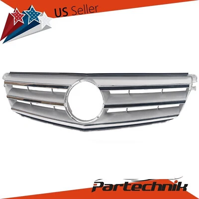 Sport Grill Front Bumper Grille Silver Fits For W204 C-Class 2007-2014 Foto 1 de 4