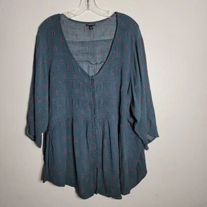 Torrid Bleu Babydoll Top Plus Size 5X 3/4 Sleeve Lightweight Rayon Pullover - Picture 1 of 4