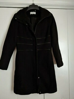 Abrigo Calvin Klein Mujer PM Vintage Negro Lana Poliéster Rayón Negro Cremalleras Foto 1 de 4