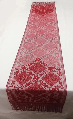 Red Lace Scarf Sash Table Runner Chantilly Fringed Livingroom Wedding Prom - Image 1 of 4