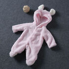Newborn Baby Boy Girl Teddy Bear Fleece Hooded Romper Jumpsuit Bodysuit Clothes-