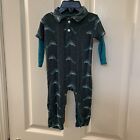 Kickee Pants Long Sleeve Double Layer Polo Romper Seaweed Dolphin SZ 3-6 Months