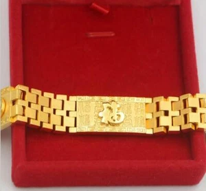 Hot Men's Good fortune and wealth  22K 23K 24K THAI BAHT YELLOW GOLD GP  Bracele - Picture 1 of 10