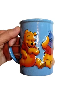 WINNIE THE POOH 5 IN COFFEE MUG BLUE/BROWN 16 OZ DISNEY STORE 21623B - Picture 1 of 6
