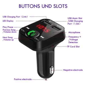 Bluetooth Receiver Charger Car Accessories MP3 Player 2 ports to charge up with. - Picture 1 of 7