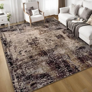 Ompaa Living Room Rug 6X9 Brown Area Rug Machine Washable Boho Coffee Rug Non... - Picture 1 of 9