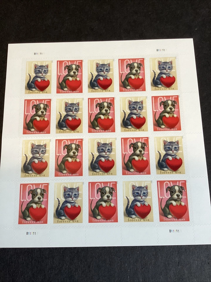 Scott#5745-46 Puppy & Kitten Sheet of 20 Forever LOVE Stamps-MNH-2023-US - Image 1 of 1