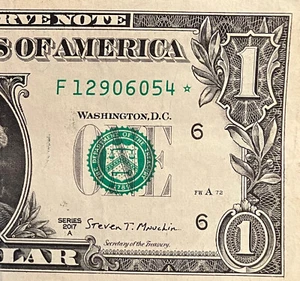 2017A F Star Note One Dollar Bills Atlanta 3.2M Pack Run 5 of 6, AU-XF, quantity - Picture 1 of 2