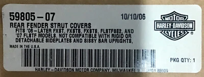 Cubierta de puntal para guardabarros Harley-Davidson nueva de Lote Antiguo - R,R N.º de parte: 59805-07 Foto 1 de 3