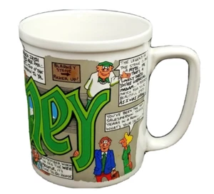 VINTAGE 1987 Cartoon Coffee Cup "Blarney" Funny Novelty Irish Comics by Peter - Picture 1 of 4