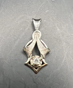 Diamant Anhänger Vintage Nachlass Antik 14 Karat Weißgold Pinseloptik - Bild 1 von 4