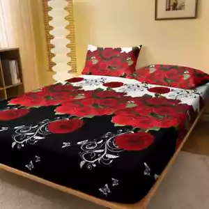 Rote Rose Bettlaken – Zart gemustert, bedruckte Tagesdecke für Schlafzimmer - Bild 1 von 6