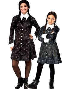 Oficial MIÉRCOLES ADDAMS La Familia Damas Niñas Halloween Elegante Vestido Disfraz - Imagen 1 de 19