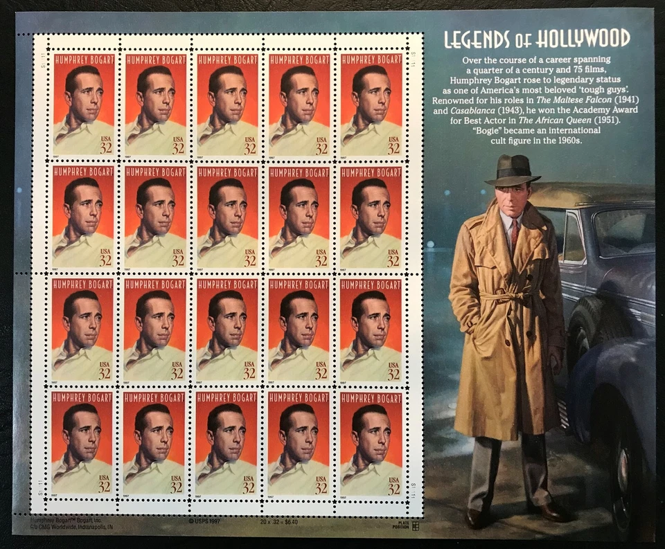 1997 Scott #3152 - 32¢ HUMPHREY BOGART Legends of Hollywood - Sheet of 20 - MNH - Image 1 of 1