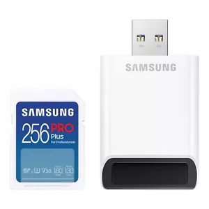 SAMSUNG PRO Plus 256GB SDXC + Reader (180MB/s, 4K UHD) - Picture 1 of 8