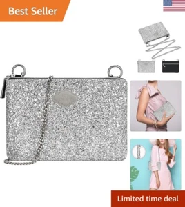 Glittery Crossbody Clutch Purse - Sequin Wedding Handbag for Party - Silver - Picture 1 of 8