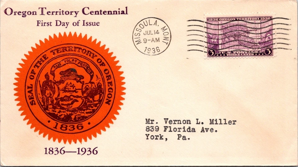 FDC 1936 SC #783 Red Cachet - Missoula, Mont - Single - F75354 - Image 1 of 2