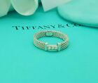 Tiffany & Co. Silver Diamond Mesh Somerset Band Ring Size N UK, 6.75US or 54 EU