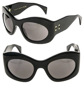 GUCCI 1463 Black Bold Oversized Mask Gg1463S 001 Unisex Rivets Runway Sunglasses - Picture 1 of 10