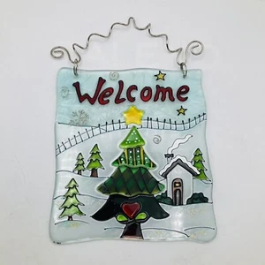Schmelzglas Stil Sonnenfänger Landhaus Winter Wunderland Weihnachtsbaum - Bild 1 von 9