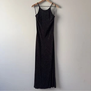 Vintage Scott McClintock Colorful Glitter Maxi Dress party spaghetti strap black - Picture 1 of 9