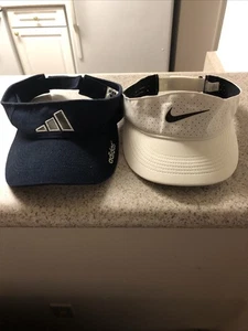 Lot Of (2) Adidas And Nike Dri-Fit Adjustable Visors. Blue And White - Picture 1 of 7