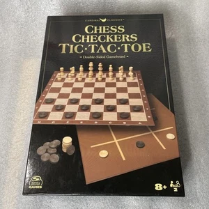 Cardinal Classics Chess/Checkers And Tic Tac Toe Set - Double Sided Gameboard - Picture 1 of 6