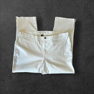 Ralph Lauren Cropped Straight  White Jeans with Zipper at ankle Womens Size 20W - Picture 1 of 5