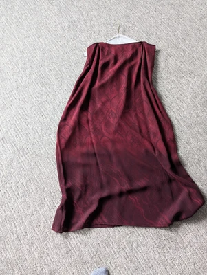 Carole Little Long Burgundy Lined Side zip Skirt  14 Holiday Ready - Image 1 of 3