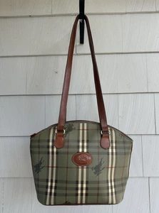 Vintage Burberrys Haymarket Nova Check Shoulder Bag Equestrian Knight Logo - Picture 1 of 17