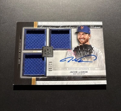 2020 Topps Museum Collection Signature Swatch Triple Relic Jacob deGrom Auto /99 - Image 1 of 3