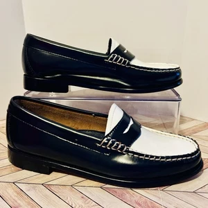 GH Bass Weejuns Whitney Penny-Loafer Damen 6,5 M schwarz weiß Leder adrett - Bild 1 von 8