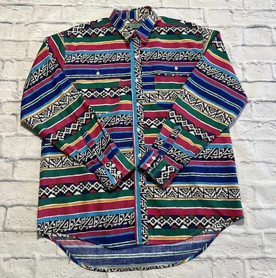 Frontier Series Men’s Shirt Large Aztec Southwest Striped Colorful Button Up - Image 1 of 4