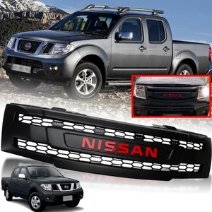 GRILLE GRILL FRONT BLACK RED FIT NISSAN NAVARA FRONTIER D40 2005-13 LED WHITE - Picture 1 of 12