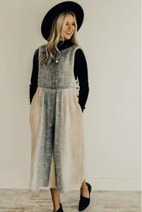 Free People Damen S Moab Boho Pullover V-Back gestreift Baumwolle Jumpsuit Overall - Bild 1 von 18