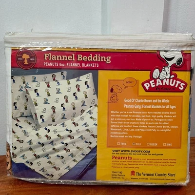 NEW Vtg Vermont Store "Peanuts by Schultz" Snoopy Full Size Flannel Sheet Set - Image 1 of 4